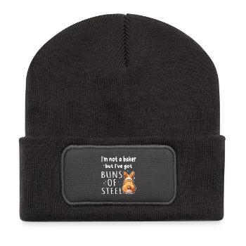 Buns of Steel Corgi Pun - Recycled Patch Beanie - dark grey - Front