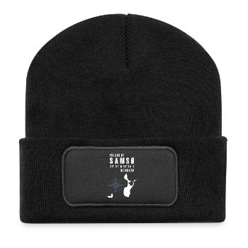 Samsø Samsoe Island Outline Boussole - Beanie recyclé à patch - noir - Devant