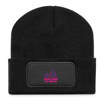 De Paris à Tokyo Neon Skyline - Beanie recyclé à patch - noir - Devant