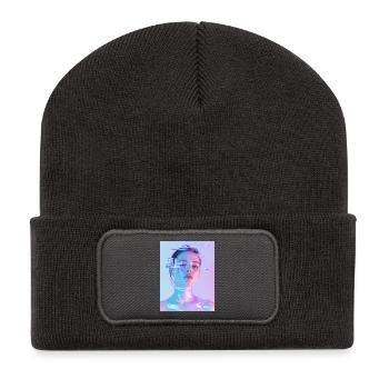 Iridescent Glitch Woman - Recycled Patch Beanie - dark grey - Front