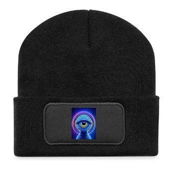 Anneau Oeil Néon Hyperréalisme Cosmique - Beanie recyclé à patch - noir - Devant