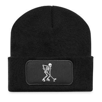 Skeleton Plays Hockey - Recycled Patch Beanie - black - Front
