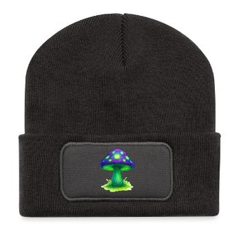 Forêt de néons de champignons lumineux - Beanie recyclé à patch - charbon - Devant