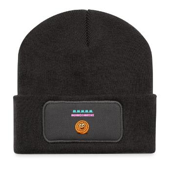 Mohnschnecke Cartoon – Fröhlicher Roll-Charme - Recycelte Patch Beanie - Dunkelgrau - Vorne