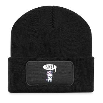 Unicorn Nope Stubborn - Recycled Patch Beanie - black - Front