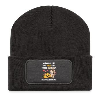 Taco Burrito Love Mexican Food Lover - Beanie recyclé à patch - charbon - Devant