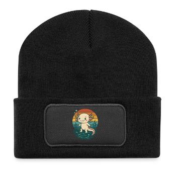 Cute Retro Axolotl - Recycled Patch Beanie - black - Front