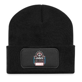 Anniversaire du hockey sur coussin d’air 10 ans Joueur de hockey sur coussin d’air - Beanie recyclé à patch - noir - Devant