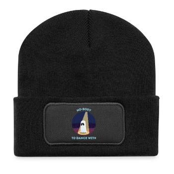 No-Body zum Tanzen mit Ghost Halloween Wortspiel - Recycelte Patch Beanie - Schwarz - Vorne