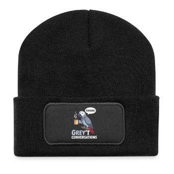 Oiseau Perroquet Gris D'Afrique Humour - Beanie recyclé à patch - noir - Devant