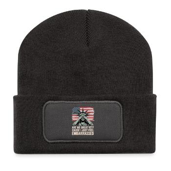 Are We Great Yet? Protest Graphic - Recycled Patch Beanie - dark grey - Front