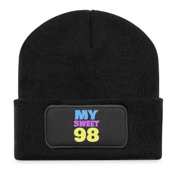 98 - Recycelte Patch Beanie - Schwarz - Vorne
