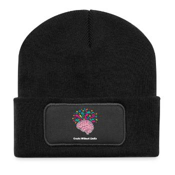 Gedankenfarben Hirn Explosion - Recycelte Patch Beanie - Schwarz - Vorne