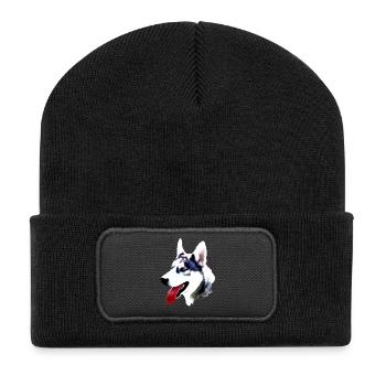 Tête de rauque avec langue rouge - Beanie recyclé à patch - noir - Devant