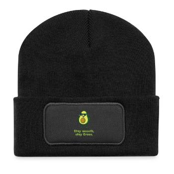 Stay Smooth Stay Green Avocado Karikatur  - Recycelte Patch Beanie - Schwarz - Vorne