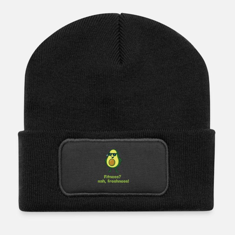Avocado Fitness Spruch Gemüse karikatur  - Recycelte Patch Beanie - Schwarz