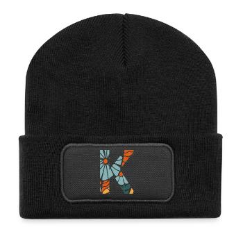 Letter k groovy flowers gift idea - Recycled Patch Beanie - black - Front
