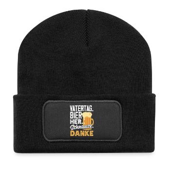 Funny Father's Day Gift Dad Beer - Recycled Patch Beanie - black - Front