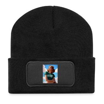 Une femme rétro sous le ciel - GBC - Beanie recyclé à patch - noir - Devant