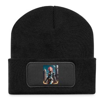 In a Metal Suit - GBC Sci-fi Warrior Woman - Recycled Patch Beanie - black - Front