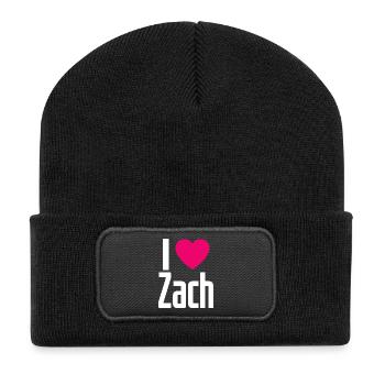 I Love Zach Pink Heart I Love Zach - Recycled Patch Beanie - black - Front