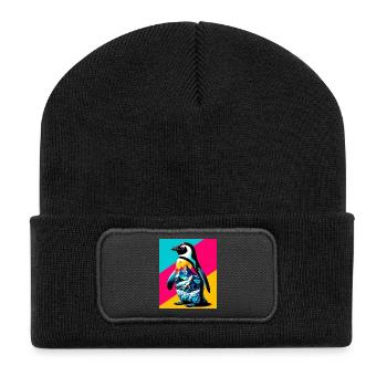 Pinguin - Recycelte Patch Beanie - Schwarz - Vorne