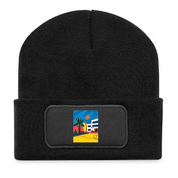 Tropische Stadt Skizze im Sonnenlicht - Recycelte Patch Beanie - Schwarz - Vorne