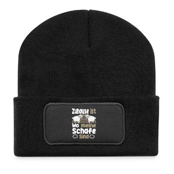 Schafhirte Schäfer Hirte Landwirt Herde Schafe - Recycelte Patch Beanie - Schwarz - Vorne
