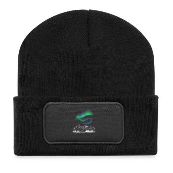 Aurora Alpenkarte - Recycelte Patch Beanie - Schwarz - Vorne