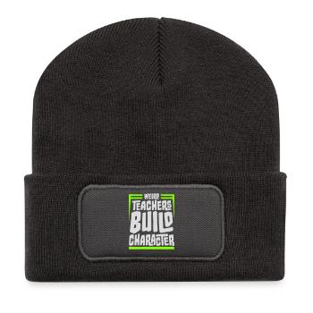Des professeurs bizarres construisent un personnage Logo drôle d’enseignant - Beanie recyclé à patch - charbon - Devant