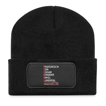 Funkalphabet-Friedrich Ida Cäsar Kaufmann Emil... - Recycelte Patch Beanie - Schwarz - Vorne