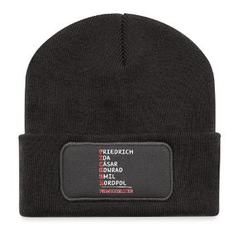 Funkalphabet-Friedrich Ida Cäsar Kaufmann Emil... - Recycelte Patch Beanie - Dunkelgrau - Vorne