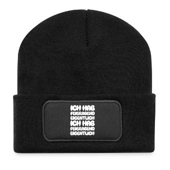 Ich hab Feierabend eigentlich Ich hab Feierabend - Recycelte Patch Beanie - Schwarz - Vorne
