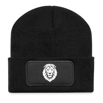 Tête de lion aux yeux jaunes Vecteur prédateur - Beanie recyclé à patch - noir - Devant