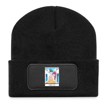Greek Road Path Blue & White - Recycled Patch Beanie - black - Front