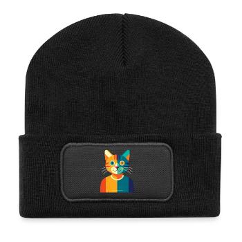CAT MULTICOLORE - baby & kids - Beanie recyclé à patch - noir - Devant