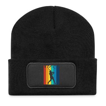 Baseball-Legende Retro-Schlagspieler-Fan - Recycelte Patch Beanie - Schwarz - Vorne