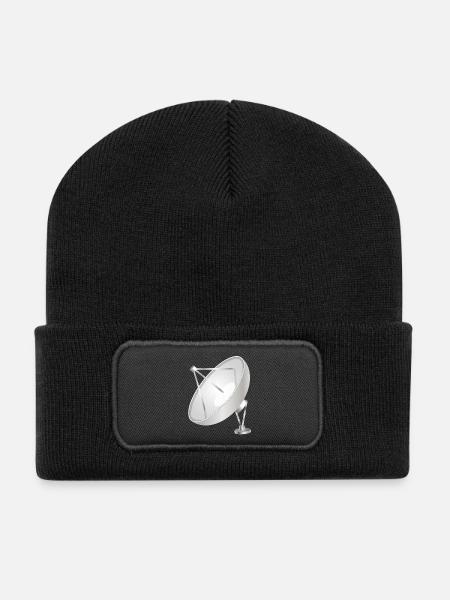 Satellitenschüssel im klaren modernen Look - Recycelte Patch Beanie - Schwarz