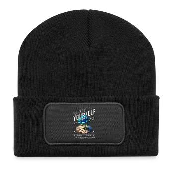 Glaube an dich Selbst Blüte - Recycelte Patch Beanie - Schwarz - Vorne