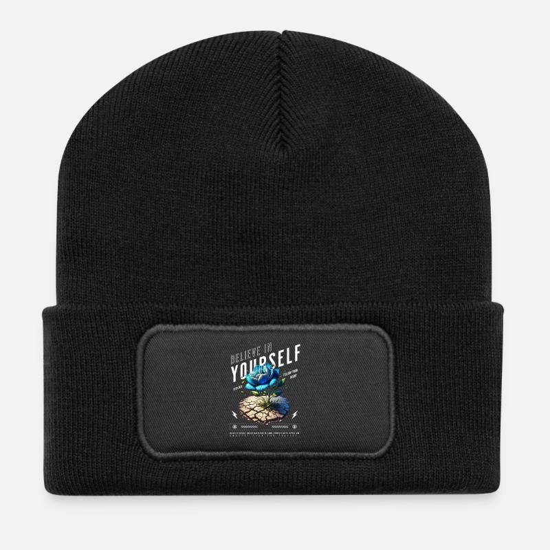 Glaube an dich Selbst Blüte - Recycelte Patch Beanie - Schwarz