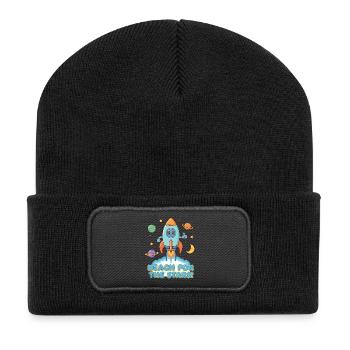 Voyage en fusée vers les étoiles - Atteindre les étoiles - Beanie recyclé à patch - noir - Devant