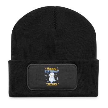 Happy Birthday Jesus Snowman – Cute - Recycled Patch Beanie - black - Front
