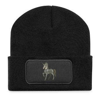 Conception fantastique du Chevalier Licorne en armure lourde - Beanie recyclé à patch - noir - Devant