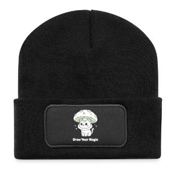 Chat Champignon Magique - Beanie recyclé à patch - noir - Devant