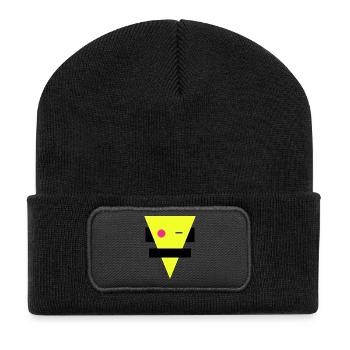 Neon Geometrische Silhouette - Recycelte Patch Beanie - Schwarz - Vorne