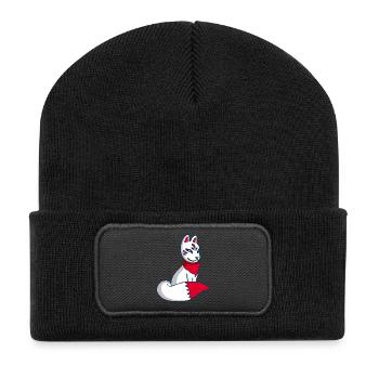 Renard blanc et rouge manga - Beanie recyclé à patch - noir - Devant