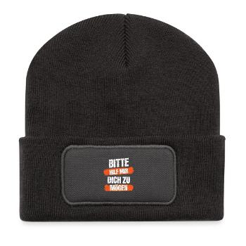 Hilf mir dich zu mögen - Recycelte Patch Beanie - Dunkelgrau - Vorne