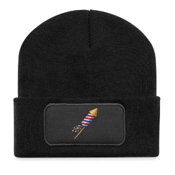 Fireworks arrow in embroidered look (printed) - Recycled Patch Beanie - black - Front
