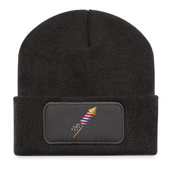 Fireworks arrow in embroidered look (printed) - Recycled Patch Beanie - dark grey - Front