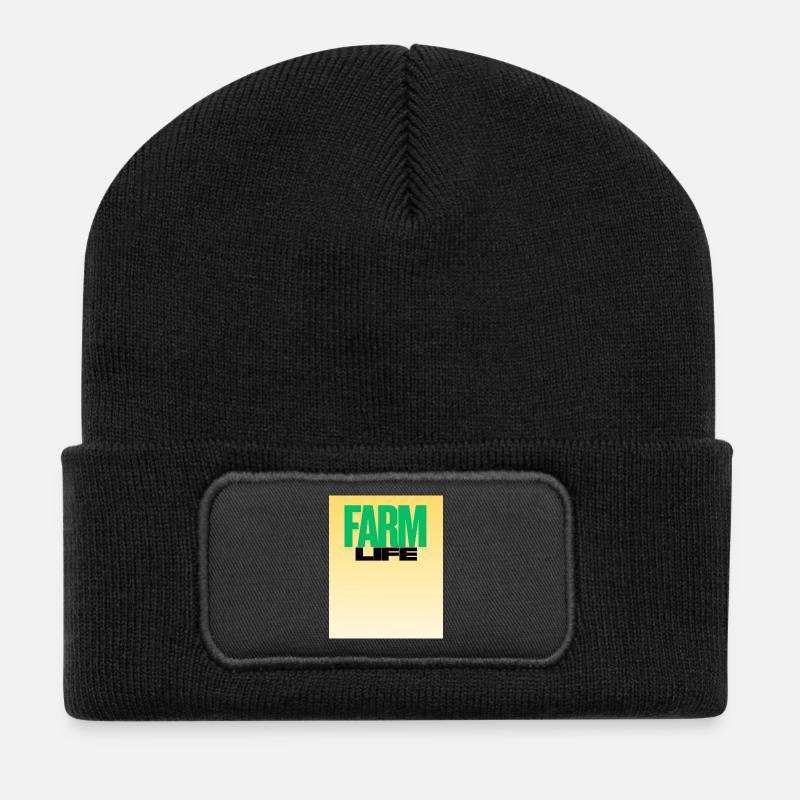 Farm Life Fette Typografie - Recycelte Patch Beanie - Schwarz